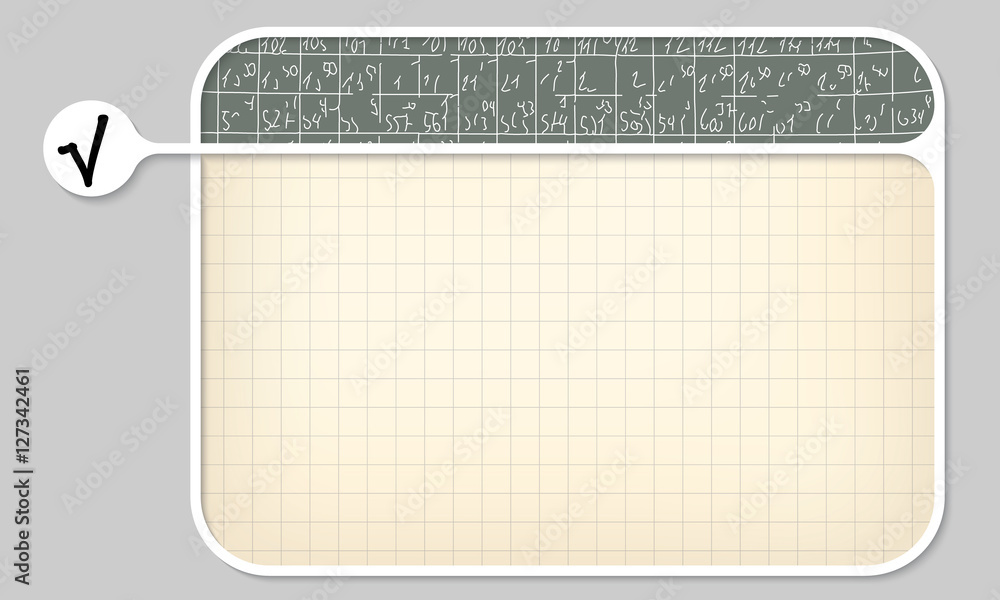 Poster gray text box for your text with radix symbol and hand written n