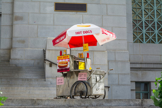 hot dogs cart in downtown Los Angeles