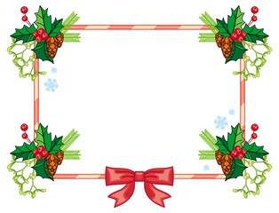 Horizontal frame with Christmas ornaments. Copy space. Christmas decoration. 
