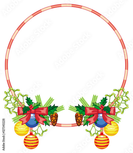 "Round frame with Christmas ornaments. Copy space. Christmas decoration