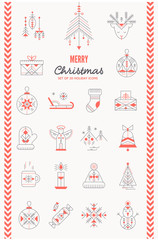 Christmas icon set - creative line style