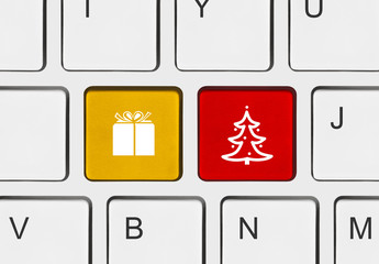 Computer keyboard with Christmas keys