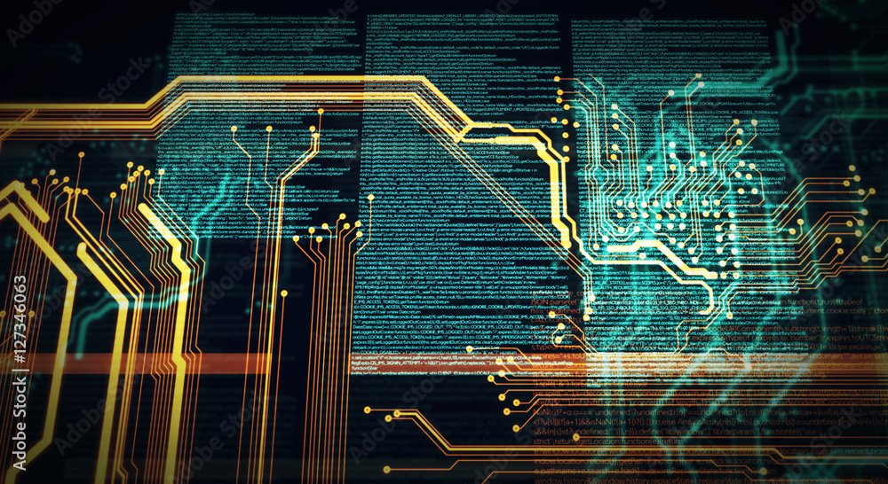 Wall mural technology background/technology background of the abstract computer motherboard, can be used in the