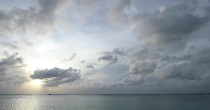 timelapse of clouds moving over the caribbean sea near sunset