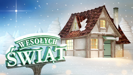 Wesołych Świąt - napis i chatka © Studio Harmony