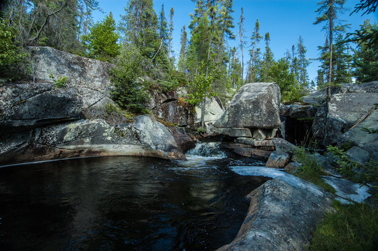 Natural pond formed by rocks