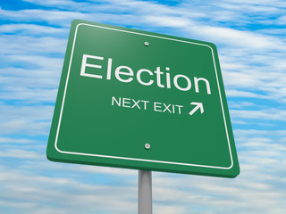 Next Exit: Election Road Sign, 3d illustration
