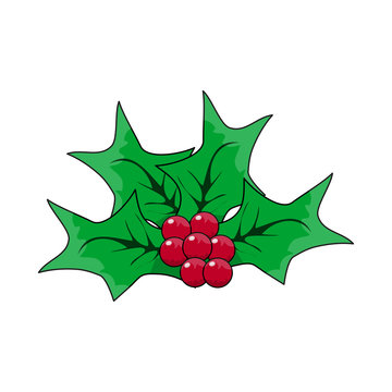 Christmas Holly Berry Icon Symbol Design. Vector Christmas illustration isolated on white background