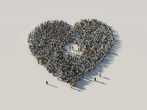 the crowd in a heart shape