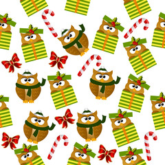 christmas owl in santa hat