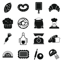 Bakery icons set. Simple illustration of 16 bakery vector icons for web