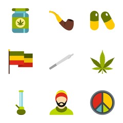Drug icons set. Flat illustration of 9 drug vector icons for web