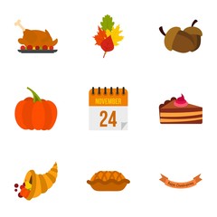Public holiday of USA icons set. Flat illustration of 9 public holiday of USA vector icons for web
