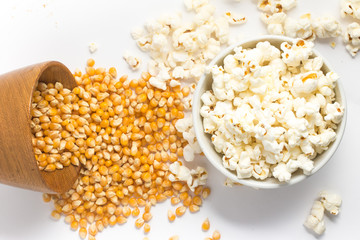 Popcorn into a bowl