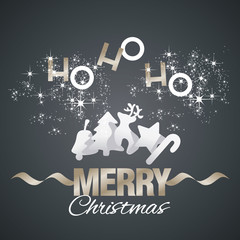 Fototapeta premium Ho-ho-ho Merry Christmas elements black vector