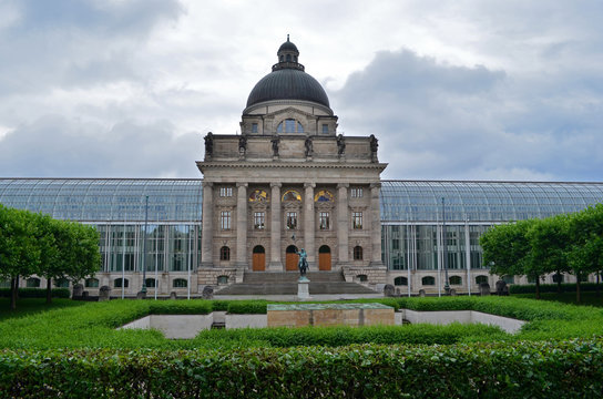 Bayerische Staatskanzlei, historical building and gardens in Munich, Germany