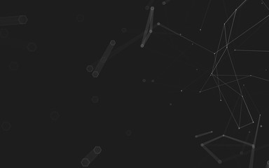 Abstract polygonal space low poly dark background, 3d rendering