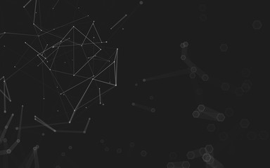 Abstract polygonal space low poly dark background, 3d rendering