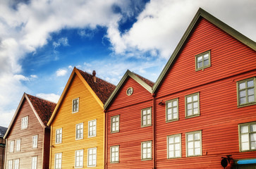Fototapeta na wymiar Famous Bryggen street in Bergen Norway - architecture background