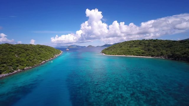 aerial view of a passage between congo cay, lovango cay, united states virgin islands