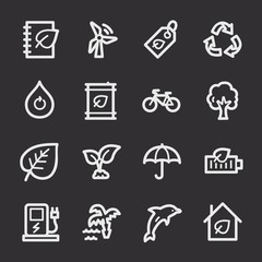 Fototapeta premium Ecology web icons. Green technology, environment protection and