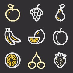 Fruits mobile icons set, vector symbols.