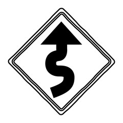 way road sign icon. Street information warning and guide theme. Isolated design. Vector illustration