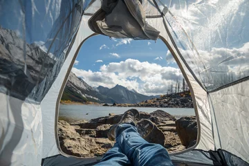 Photo sur Plexiglas Camping Camping à côté du lac Medicine
