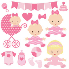 Cute baby girl vector illustration