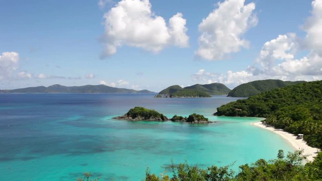 aerial video of Trunk Bay, St John, United States Virgin Islands 