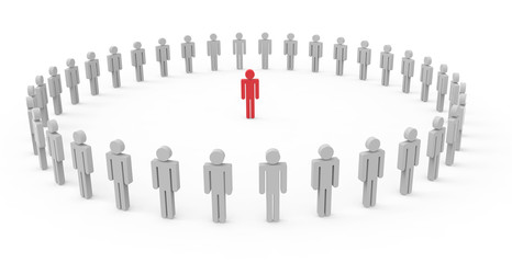 red man at the center of grays