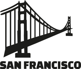 Golden gate bridge with word San Francisco