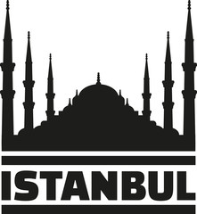 Mosque silhouette with Istanbul