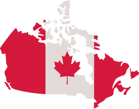 Canadian map with canada flag
