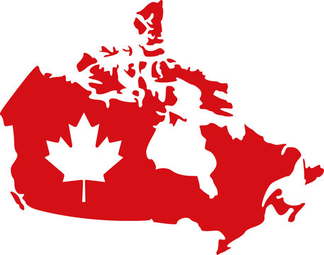Maple leaf in canada map