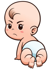 Vector Illustration of Cartoon Baby learn to crawl