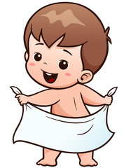 Vector Illustration of Cartoon Baby take a bath