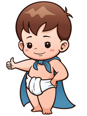 Vector Illustration of Cartoon Baby super hero cosplay character