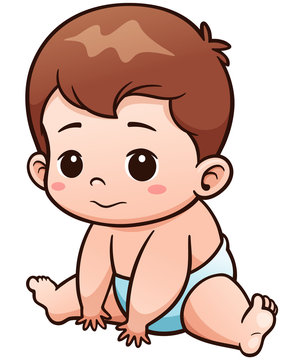 Vector Illustration of Cartoon Cute Baby