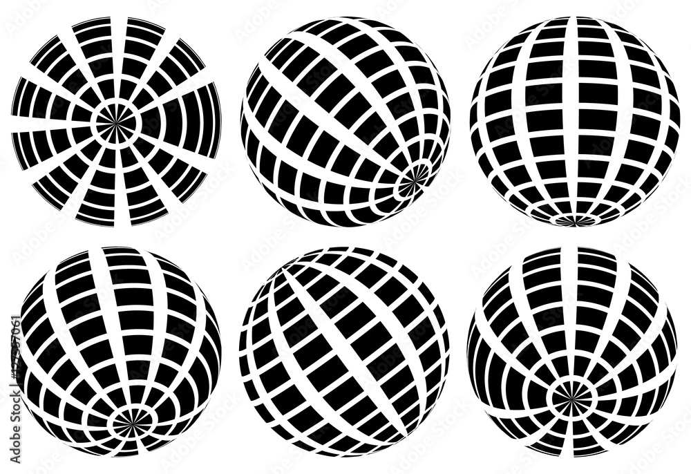 Poster sphere with grid of squares / textured 3d sphere icon(s)