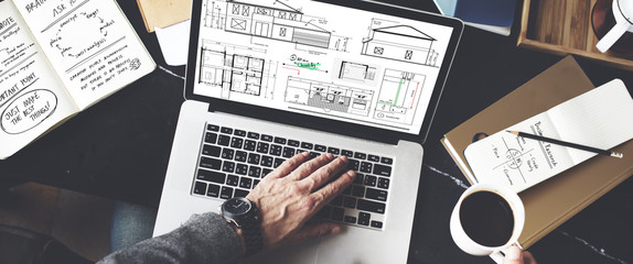 Blueprint Architect Construction Project Sketch Concept