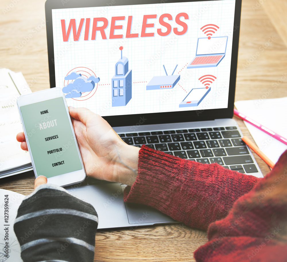 Poster wireless connection internet modem network concept