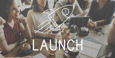 Rocket Ship Launch Graphic Concept