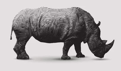 Wandcirkels plexiglas Vector rhinoceros illustration. Polygon shaped line- art.  © Kundra