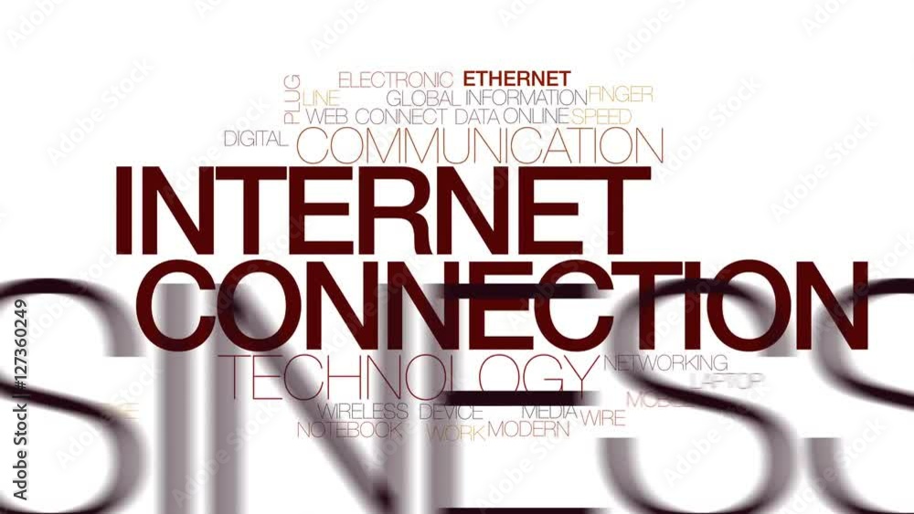 Poster internet connection animated word cloud. kinetic typography.