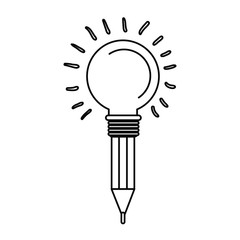 Light bulb and pencil icon. Big idea creativity solution and imagination theme. Isolated design. Vector illustration