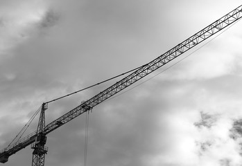 Industrial crane black and white background