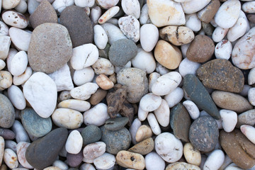 .Area paved with stones of many colors. Walking foot comfort Sof