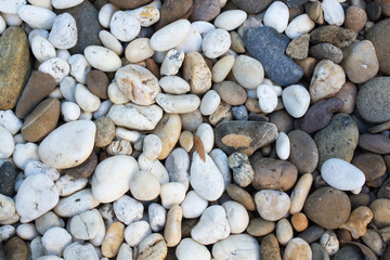 .Area paved with stones of many colors. Walking foot comfort Sof