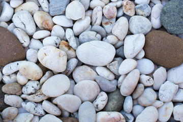 .Area paved with stones of many colors. Walking foot comfort Sof